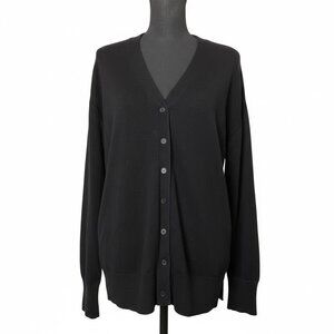 Croft & Barrow Black V-Neck Button-Front Cardigan Sweater - Size Large